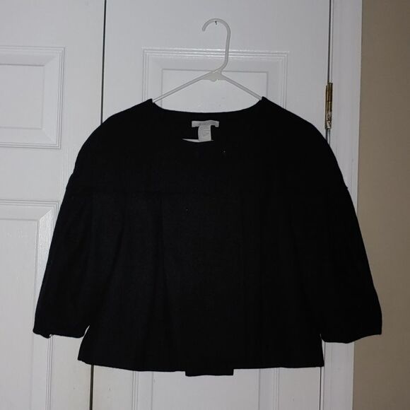 Gracie black wool cropped j cape style jacket  SZ L - Picture 1 of 5